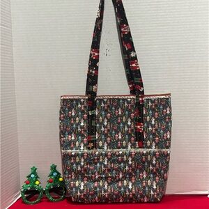 Festive HOLIDAY SUGAR PLUM FAIRY & NUTCRACKER QUILTED HANDMADE TOTE BAG